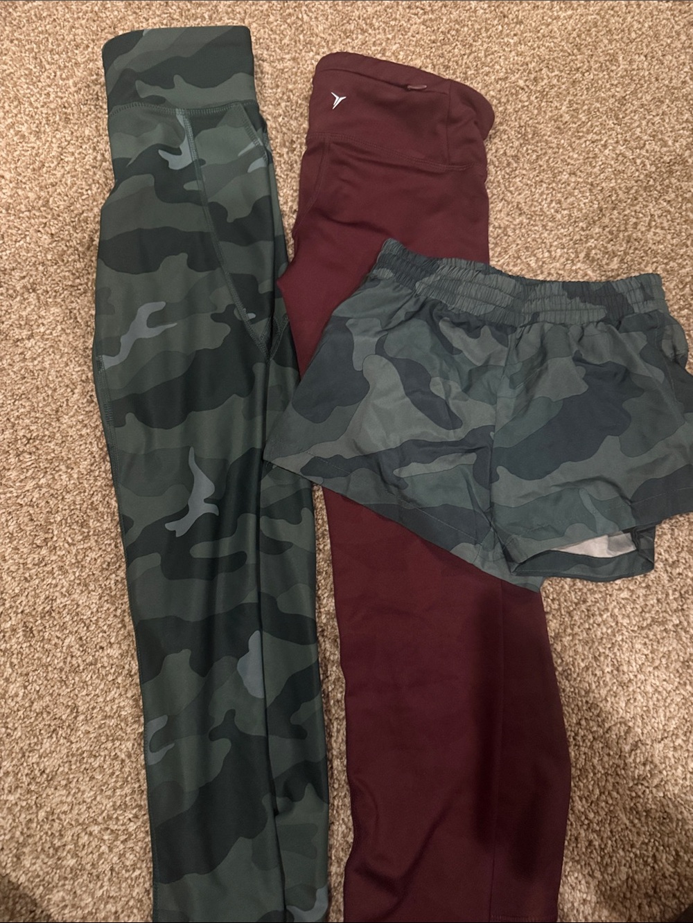 Youth Camo Leggings & Burgundy Jogger Set - Kids Bottoms